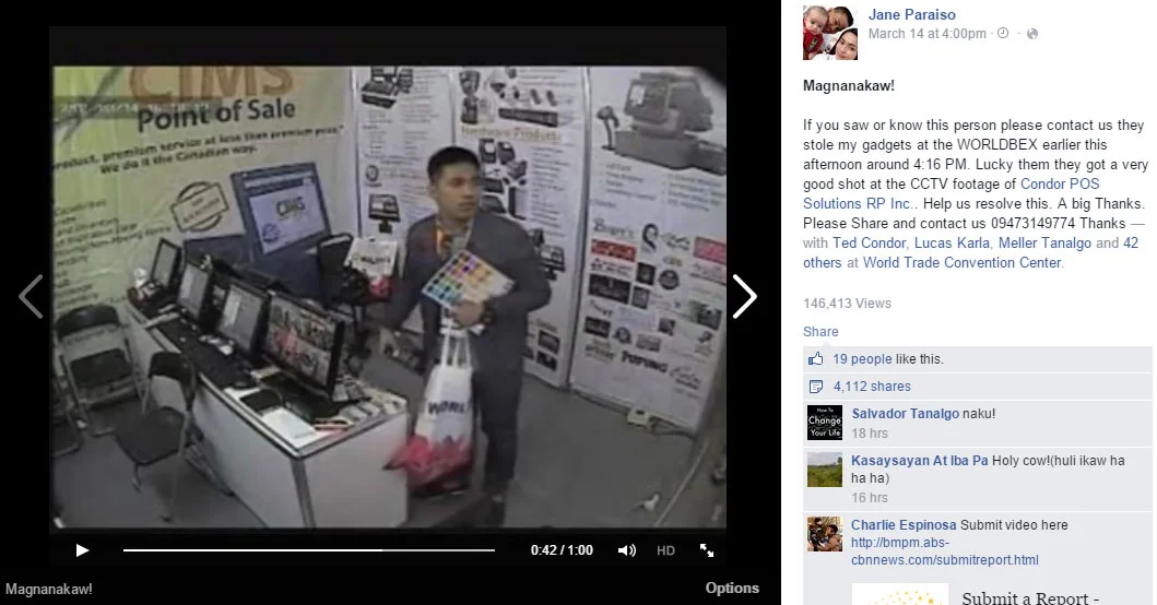 Thief caught on cam stealing gadget in an event at Pasay