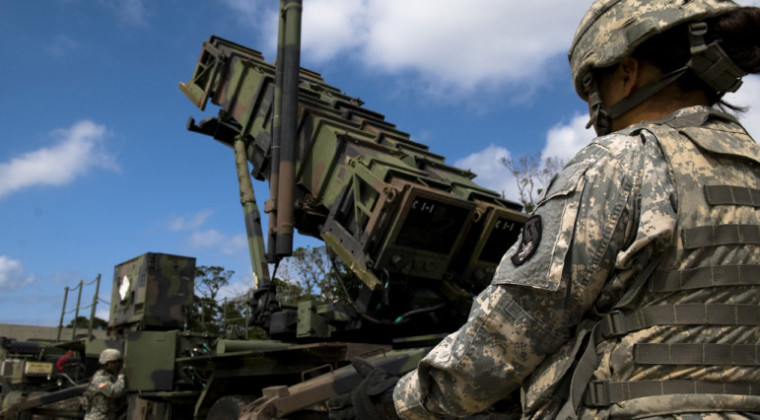 U.S. Army Patriot missile battery trains on Kadena