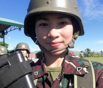 Natural beauty: Army Officer Karen Tolledo posses for a picture inside their camp. Photo source: Karen Tolleno's Facebook account