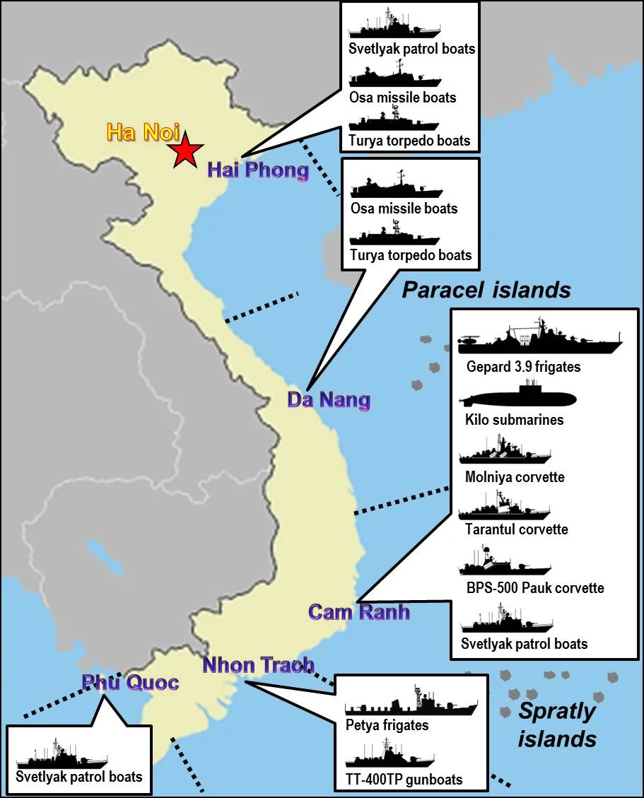 Vietnam People's Navy fleet and their stations. Source: Wikipedia
