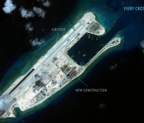 Satellite imagery of Fiery Cross Reef, photo credits to CSIS/AMTI